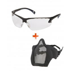 Pack Equipement Airsoft lunette blanche + masque grillagé OD