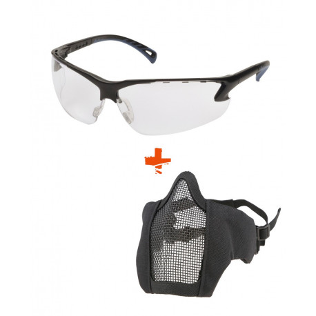 Pack Equipement Airsoft lunette blanche + masque grillagé OD Pack Equipement Airsoft lunette blanche + masque grillagé OD