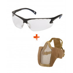 Pack Equipement Airsoft lunette blanche + masque grillagé OD