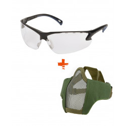 Pack Equipement Airsoft lunette blanche + masque grillagé OD