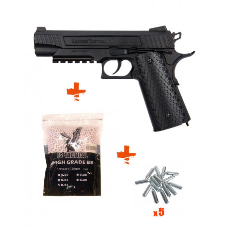 Colt 1911 Rail Gun CO2 bicolore noir 6mm culasse mobile Colt 1911 Rail Gun CO2 bicolore noir 6mm culasse mobile