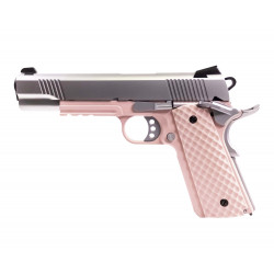 RAVEN - Pistolet Airsoft 1911 MEU Rail full métal GBB gaz - Rose/Silver