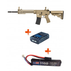 EVOLUTION - Pack Réplique Airsoft M4 RECON SUPERLITE 14.5” CARBONTECH - TAN