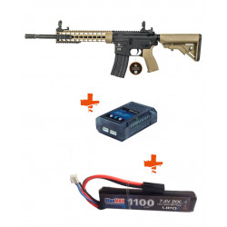 EVOLUTION - Pack Réplique Airsoft M4 RECON SUPERLITE 14.5” CARBONTECH - NOIR/TAN