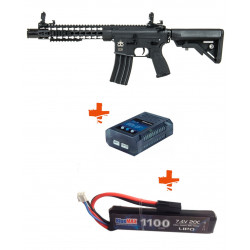 EVOLUTION - Pack Réplique Airsoft M4 RECON SUPERLITE 10” AMPLIFIED CARBONTECH - NOIR