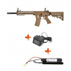 LANCER TACTICAL - Pack réplique airsoft AEG LT-12K GEN2 M4 Keymod - TAN