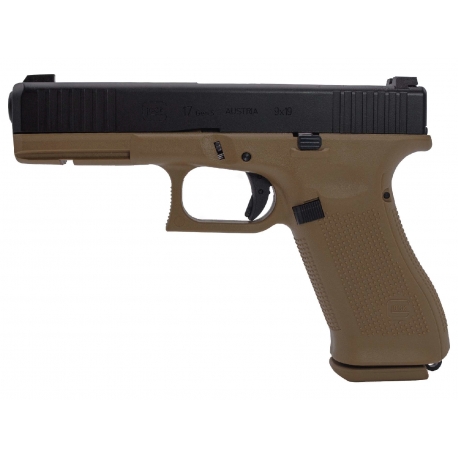 GLOCK - Réplique Pistolet Airsoft Glock 17 GEN5 culasse métal GBB Gaz - 1 joule - NOIR/TAN GLOCK - Réplique Pistolet Airsoft Glock 17 GEN5 culasse métal GBB Gaz - 1 joule - NOIR/TAN