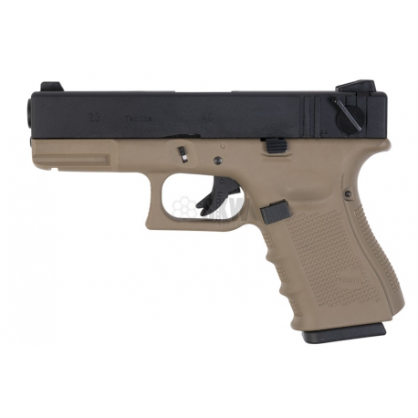 WE - Réplique Pistolet Airsoft G23 MK4 Gaz GBB - NOIR/TAN WE - Réplique Pistolet Airsoft G23 MK4 Gaz GBB - NOIR/TAN