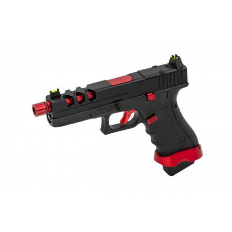 VORSK - Réplique Pistolet Airsoft EU17 VENTED GBB gaz - ROUGE MATCH