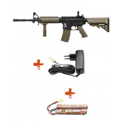 LANCER TACTICAL - Pack réplique airsoft M4 AEG LT-04 GEN2 V2 RIS - NOIR/TAN