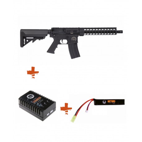 SAIGO DEFENSE - Pack M4 KENJI long NOIR + batterie lipo 11,1V + chargeur de batterie