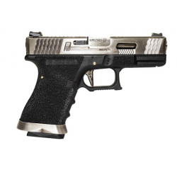 WE - Réplique Pistolet Airsoft S19 G-FORCE T7 GBB Gaz - ARGENT/ARGENT/NOIR