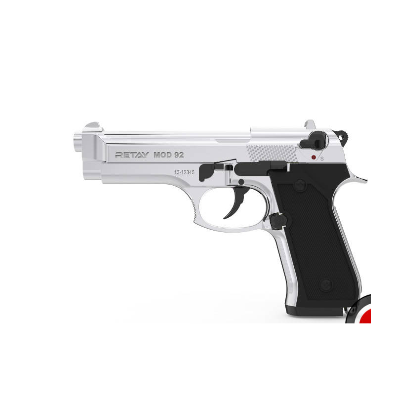 RETAY Pistolet d'Alarme MOD 92 9mm P.A.K balle à blanc - CHROME - Heritage  Airsoft