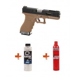 Pack Réplique Pistolet Airsoft S17 G-FORCE T2 GBB + Gaz + Billes