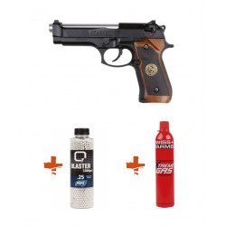 Airsoft 1 joule gaz pistolet a bille bb US M9 Beretta - Airsoft promo ,  replique d'arme en airsoft, pistol - LES 3 CANNES - Les Trois Cannes