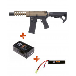 SAIGO DEFENSE - Pack M4 KENJI long NOIR + batterie lipo 11,1V + chargeur de batterie