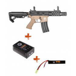 SAIGO DEFENSE - Pack réplique airsoft débutan M4 KENJI S Court - TAN 