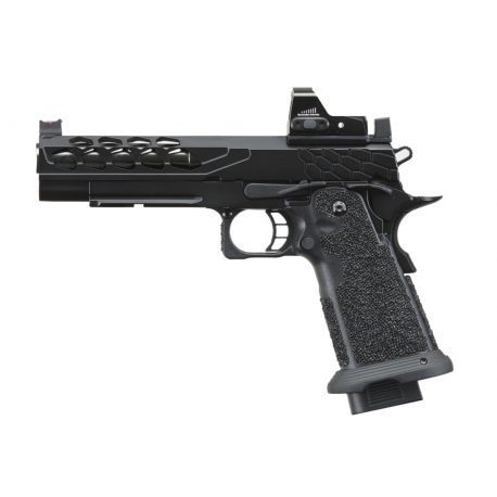 LANCER TACTICAL - Réplique Pistolet Airsoft Hi-Capa 5.1 Stryk avec RMR GBB/Gaz - NOIR LANCER TACTICAL - Réplique Pistolet Airsoft Hi-Capa 5.1 Stryk avec RMR GBB/Gaz - NOIR