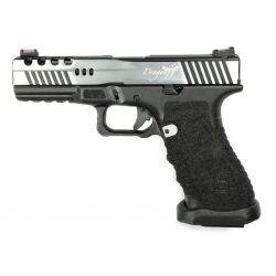 APS - Réplique Pistolet Airsoft DRAGONFLY GBB/Gaz - SILVER/NOIR