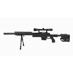 WELL - Réplique Sniper Airsoft MB4410D équipé - NOIR
