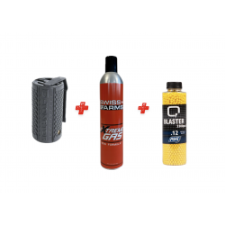 Pack grenade à gaz D-TONATOR noir + Gaz + Billes