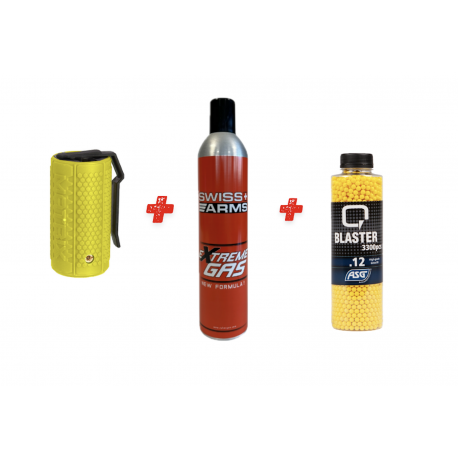 Pack grenade à gaz MATRIX jaune + Gaz + Billes Pack grenade à gaz MATRIX jaune + Gaz + Billes