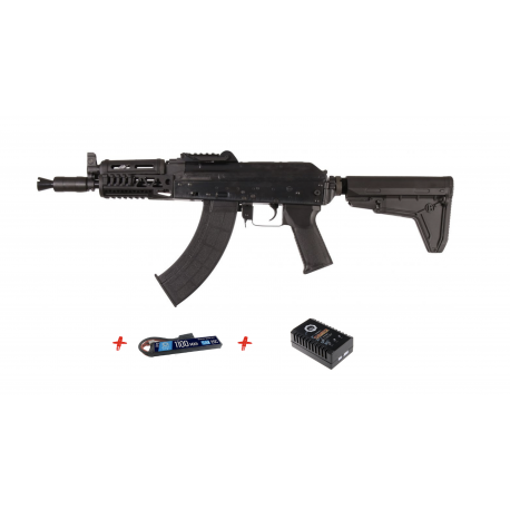 KALASHNIKOV - Pack Réplique Fusil Airsoft AKS74U Tactical AEG BRSS Full Métal - NOIR