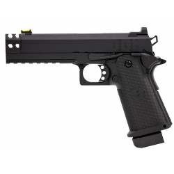 RAVEN - Réplique Pistolet Airsoft Hi-Capa Hex-Comp GBB/Gaz - NOIR