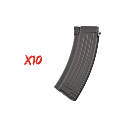 LCT - Pack 10 chargeurs MID-CAP 130 Billes pour AK-74 AEG - NOIR 