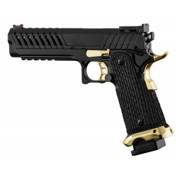 LANCER TACTICAL - Réplique Pistolet Airsoft LTX6 Knightshade GBB/Gaz - NOIR/OR