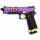 LANCER TACTICAL - Réplique Pistolet Airsoft Hi-Capa 5.1 Stryk GBB/Gaz avec RMR - VIOLET/OR