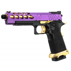 LANCER TACTICAL - Réplique Pistolet Airsoft Hi-Capa 5.1 Stryk GBB/Gaz - VIOLET/OR