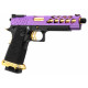 LANCER TACTICAL - Réplique Pistolet Airsoft Hi-Capa 5.1 Stryk GBB/Gaz avec RMR - VIOLET/OR
