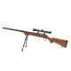 WELL - Pack Réplique Airsoft Sniper MB03 type bois avec lunette 4X32 + Bipied 