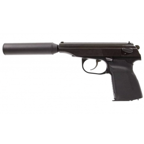 WE - Réplique Pistolet Airsoft Makarov avec silencieux GBB/Gaz - NOIR