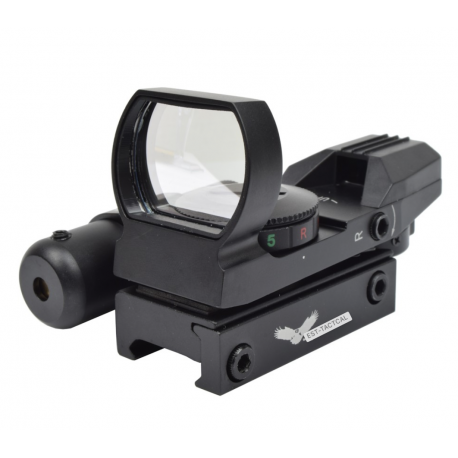 JS-TACTICAL - Viseur multi réticule rouge/vert avec laser rouge