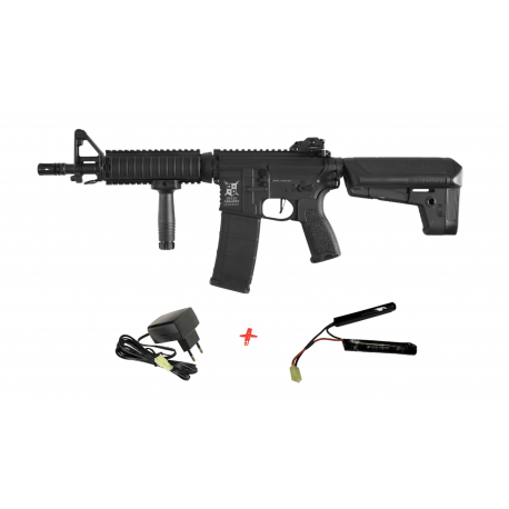 DELTA ARMORY - Pack Réplique Airsoft M4 AEG CQB-R BRAVO - NOIR