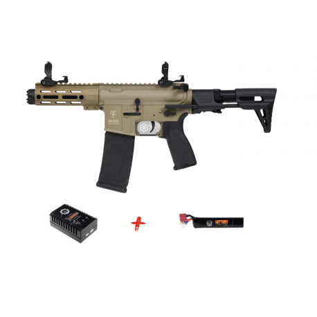 SAIGO DEFENSE - Pack M4 RONIN TAN + Batterie lipo 11,1V + chargeur de batterie