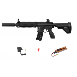 BO MANUFACTURE - Pack Réplique Airsoft AEG M4 Delta 595 avec Silencieux - NOIR