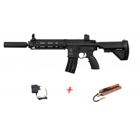 BO MANUFACTURE - Pack Réplique Airsoft AEG M4 Delta 595 avec Silencieux - NOIR