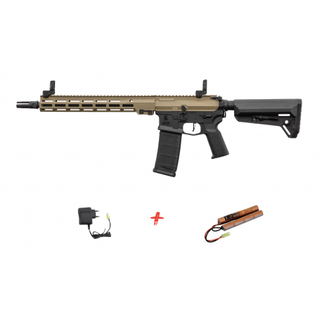 LANCER TACTICAL - Réplique Fusil Airsoft M4 AEG Stalker 12" LT-44 GEN 2 NSR - DUAL TONE