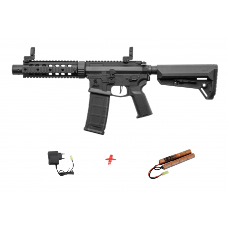 LANCER TACTICAL - Pack réplique airsoft AEG LT-15 GEN2 M4 SD NSR - NOIR