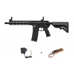 LANCER TACTICAL - Pack Réplique Fusil Airsoft AEG M4 LT-32 GEN2 Pro 10" - NOIR