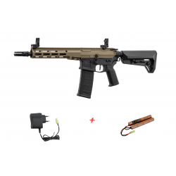 LANCER TACTICAL - Pack Réplique Fusil Airsoft M4 AEG Stalker 8" LT-44 GEN 2 NSR - NOIR/TAN