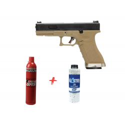 Pack Réplique Pistolet Airsoft S17 G-FORCE T2 GBB + Gaz + Billes
