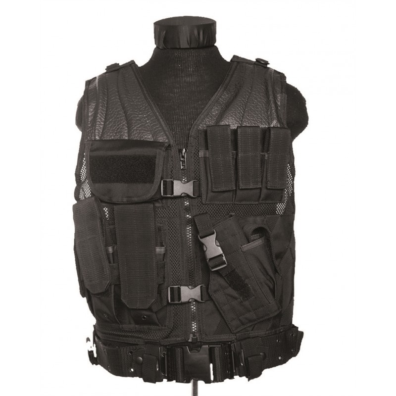 MIL-TEC - Gilet tactique cross draw avec holster et ceinturon